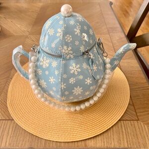 Sugar Thrillz Dolls Kill blue snowflake teapot handbag “TEA SOCIETY” NEW Fairy